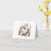 Carte Beau Swan en Fleurs BLANC (Fleur jaune)