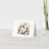 Carte Beau Swan en Fleurs BLANC (Devant)