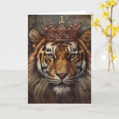 Carte Beau Tiger Big Chat dans une couronne en toutes oc (Fleur jaune)