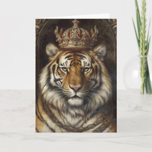 Carte Beau tigre dans une couronne toutes les occasions (Devant)