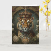 Carte Beau tigre dans une couronne toutes les occasions (Fleur jaune)
