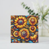 Carte Beau Tournesol Hyperréaliste Art Blank (Debout devant)