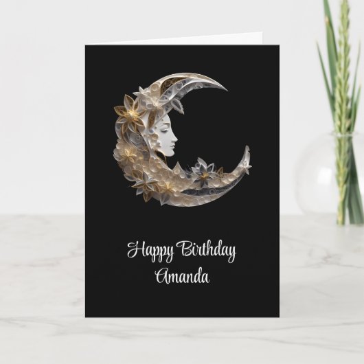 Carte Beau visage dans la Lune Anniversaire (Devant)