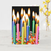 Carte Beaucoup de bougies d'anniversaire sur gâteau (Fleur jaune)