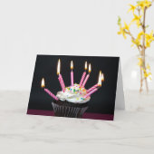 Carte Beaucoup de bougies sur Cupcake (Fleur jaune)