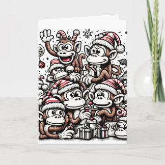 Carte Beaucoup de singes de Noël