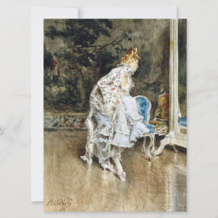 Carte Beauté à la mode s'admirant dans le miroir