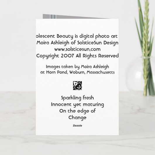 Carte Beauté adolescente (Dos)