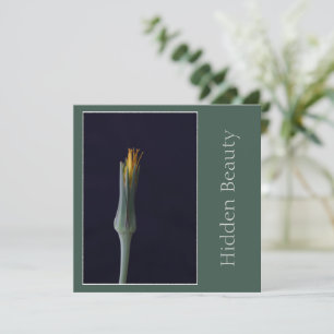Carte Beauté cachée, Fleur unique élégante, Jaune Vert
