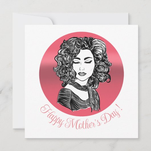 Carte Beauté de cheveux bouclés - fête des mères (Devant)