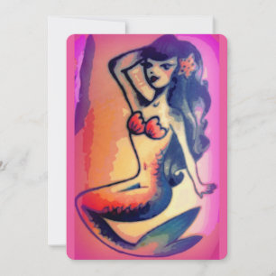 Carte beauté de sirène aux cheveux foncés