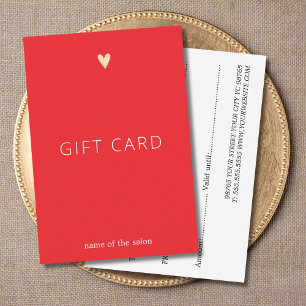 Carte Beauté simple et élégante au cœur rouge, blanc et 