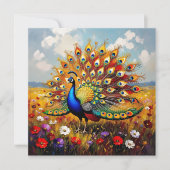 Carte Beautiful Gold and Blue Peacock Blank (Devant)