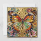 Carte Beautiful Impasto Butterfly and Flowers Blank (Devant)