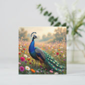 Carte Beautiful Peacock in Field of Flowers  (Debout devant)