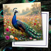 Carte Beautiful Peacock in Field of Flowers 