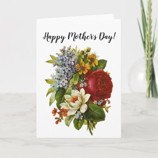 Carte Beautiful Romantic Summer Bouquet with Red Rose (Devant)