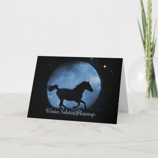 Carte Beautiful Running Horse Winter Solstice Blessings (Devant)