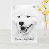 Carte Beautiful Samoyed dog art (Fleur jaune)