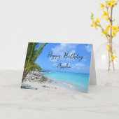 Carte Beautiful Turquoise Tropical Beach Birthday (Fleur jaune)
