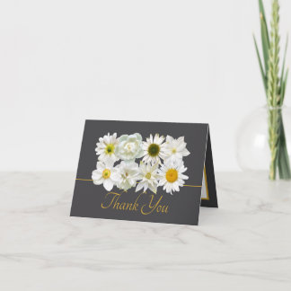Carte Beautiful White Flowers Floral Bouquet Thank You
