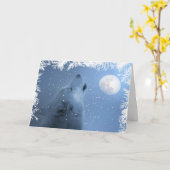 Carte Beautiful Winter Solstice Blessings Wolf Card (Fleur jaune)