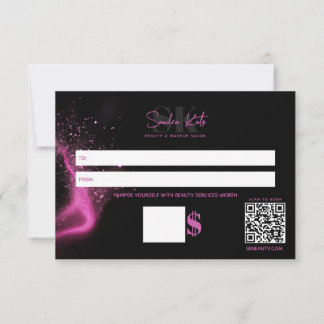 Carte Beauty Salon Black Neon Rose Remplissage Montant C