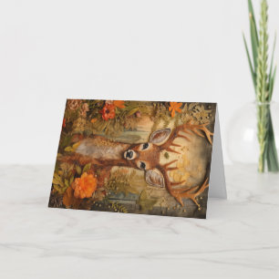 Carte Beaux animaux de bois faune cerfs salutation