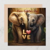 Carte Beaux éléphants amoureux (Devant / Derrière)