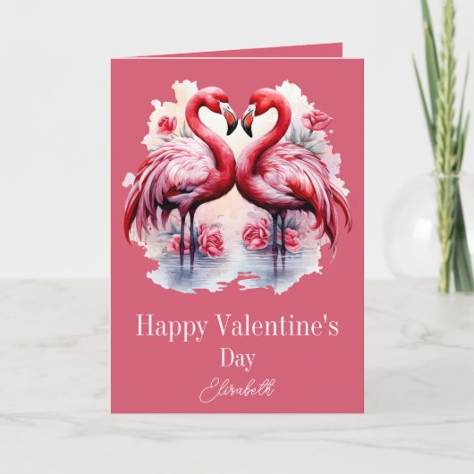 Carte Beaux Flamants roses Saint Valentin (Devant)