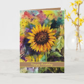 Carte Beaux Tournesols En Aquarelle (Fleur jaune)