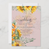 Carte Beaux Tournesols Herbe des Pampas Mariage (Devant)