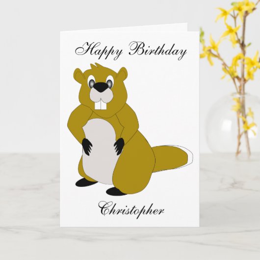Carte Beaver Design Anniversaire (Fleur jaune)