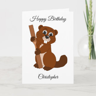 Carte Beaver Design Personnalisé Anniversaire