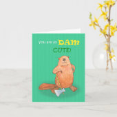 Carte Beaver Je t'aime Funny anniversaire Valentines jou (Fleur jaune)