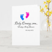 Carte Bébé à venir bientôt baby shower bleu rose bébé pi (Fleur jaune)