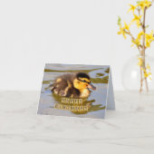 Carte Bébé adorable canard dans l'étang Joyeux anniversa (Fleur jaune)