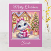 Carte Bébé adorable dans un chalet de Noël (Fleur jaune)