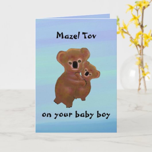 Carte Bébé adorable Koala (Fleur jaune)