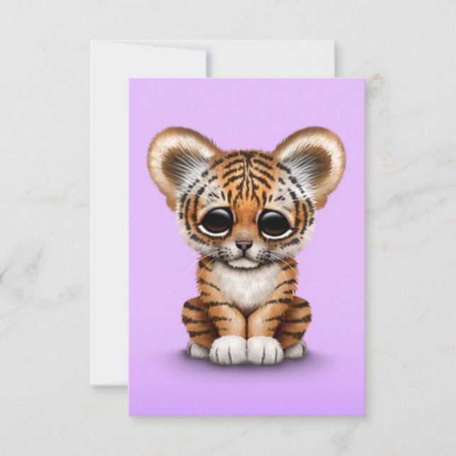 Carte Bébé adorable Tiger Cub sur pourpre (Devant)