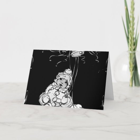 Carte Bébé Afro-Américain avec des Cloches et des Rubans (Devant)