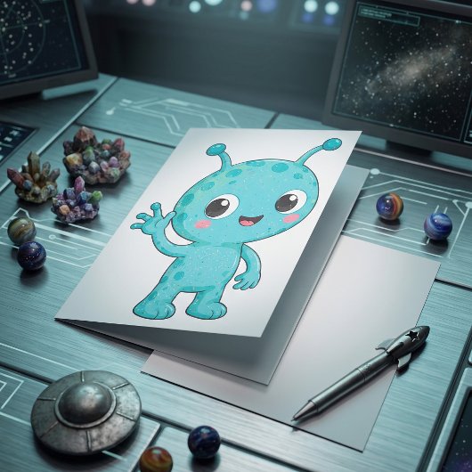 Carte Bébé Alien Espace Monstre Mignon