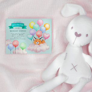 Carte Bébé Animaux Ballons Baby shower mignon