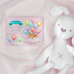 Carte Bébé Animaux Ballons Baby shower mignon