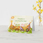 Carte Bébé Animaux sur Choo Choo Train : Nouveau bébé (Fleur jaune)