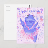 Carte bébé anniversaire Ballerina Hippo - Votre te (Devant / Derrière)