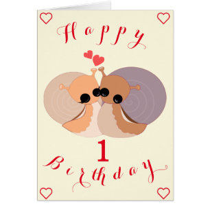 Carte bébé Anniversaire Couple Snail - Personnalis