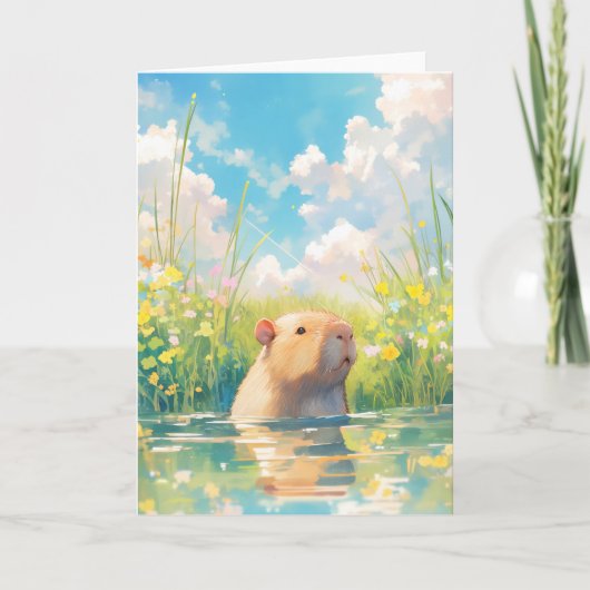 Carte Bébé aquatique Capybara (Devant)