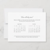 Carte Bébé Arrivée Prédiction Élégante Rose blanche (Devant)