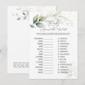 Carte Bébé autour du monde Jeu Green & Gold Foliage (Devant / Derrière)